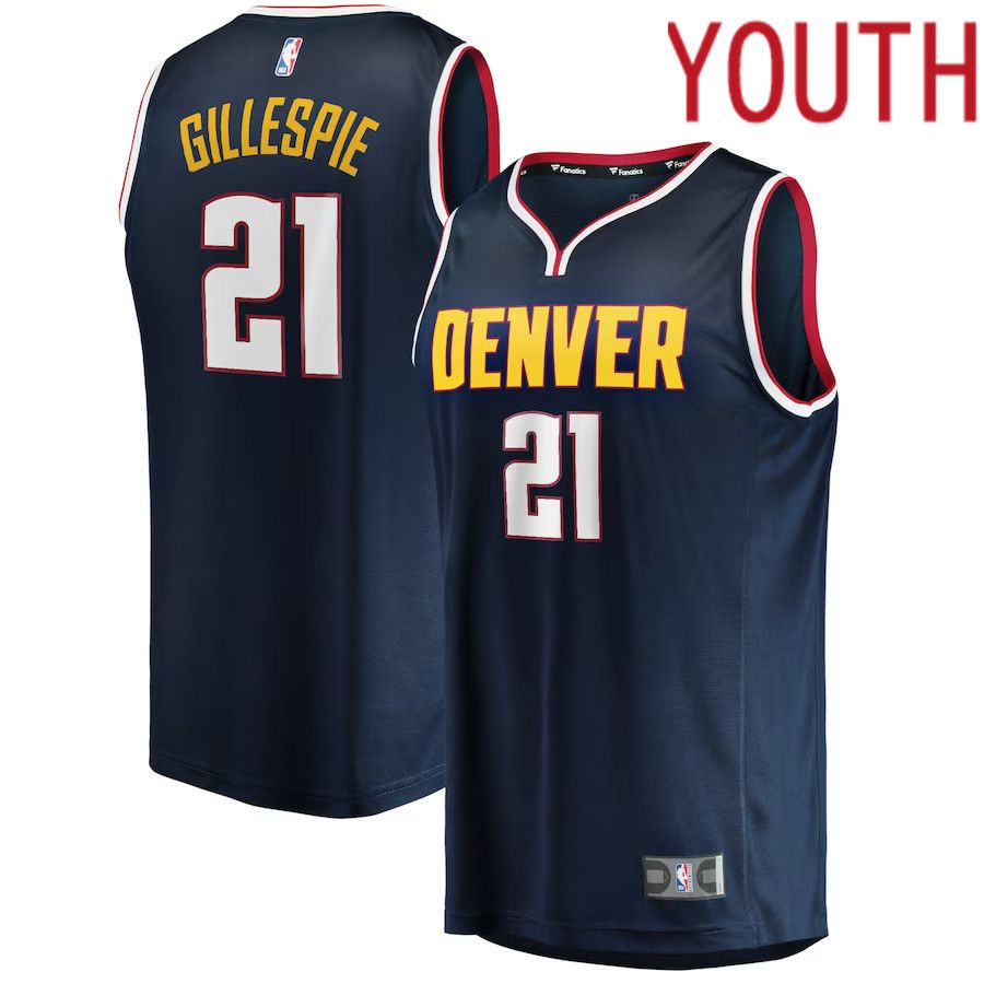 Youth Denver Nuggets #21 Collin Gillespie Fanatics Branded Navy Fast Break Player NBA Jersey->youth nba jersey->Youth Jersey